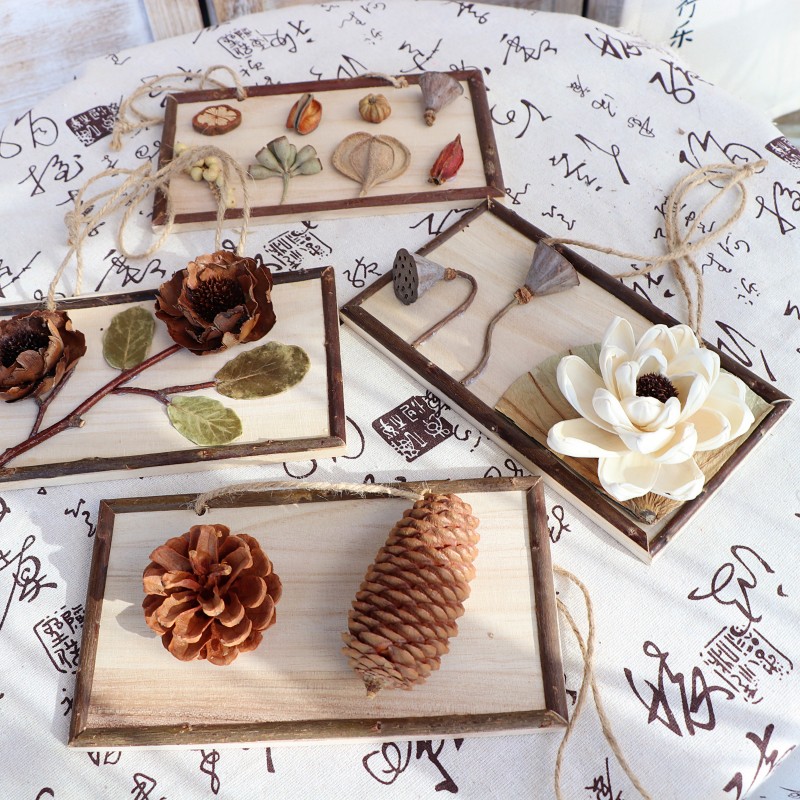木片小挂牌干花干果挂件装饰