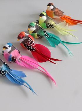 仿真小鸟绿植夹子树枝装饰摆件