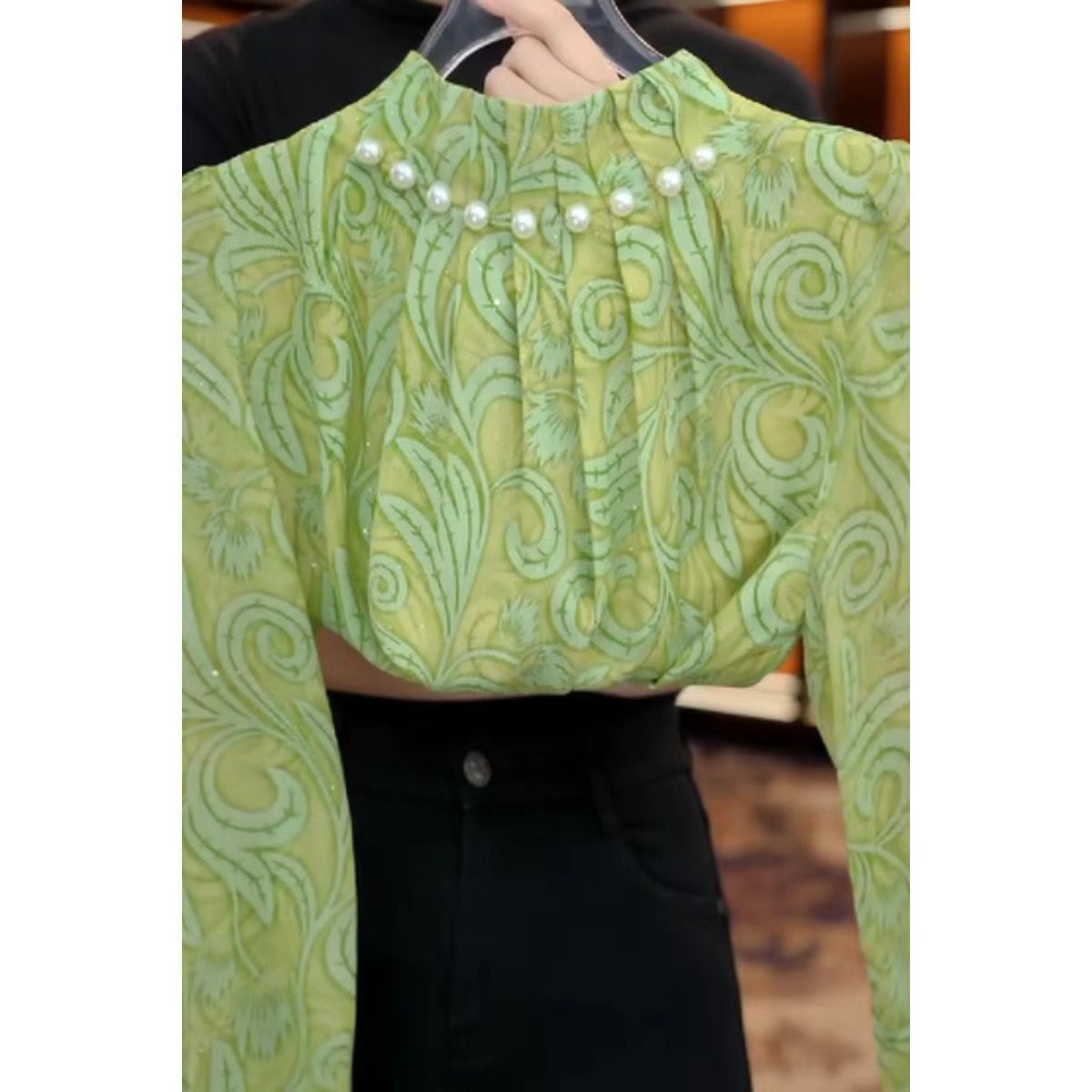 2025新款钉珠贵气衬衫F时尚优雅复古洋气减龄上衣妈妈装衬衣小衫