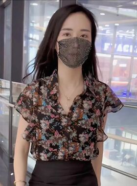 设计感碎花格调飞飞袖衬衫女2025新款高级感气质宽松显瘦洋气上衣