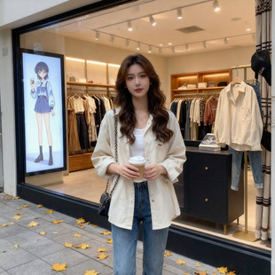高级感杏色衬衫女2026秋季新款韩版宽松百搭叠穿薄款外套长袖上衣