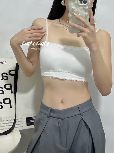 蕾丝领口无痕中厚抹胸女