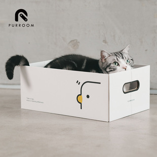 PURROOM躺平猫抓板猫窝耐磨保护沙发不掉屑瓦楞纸纸板箱猫咪玩具
