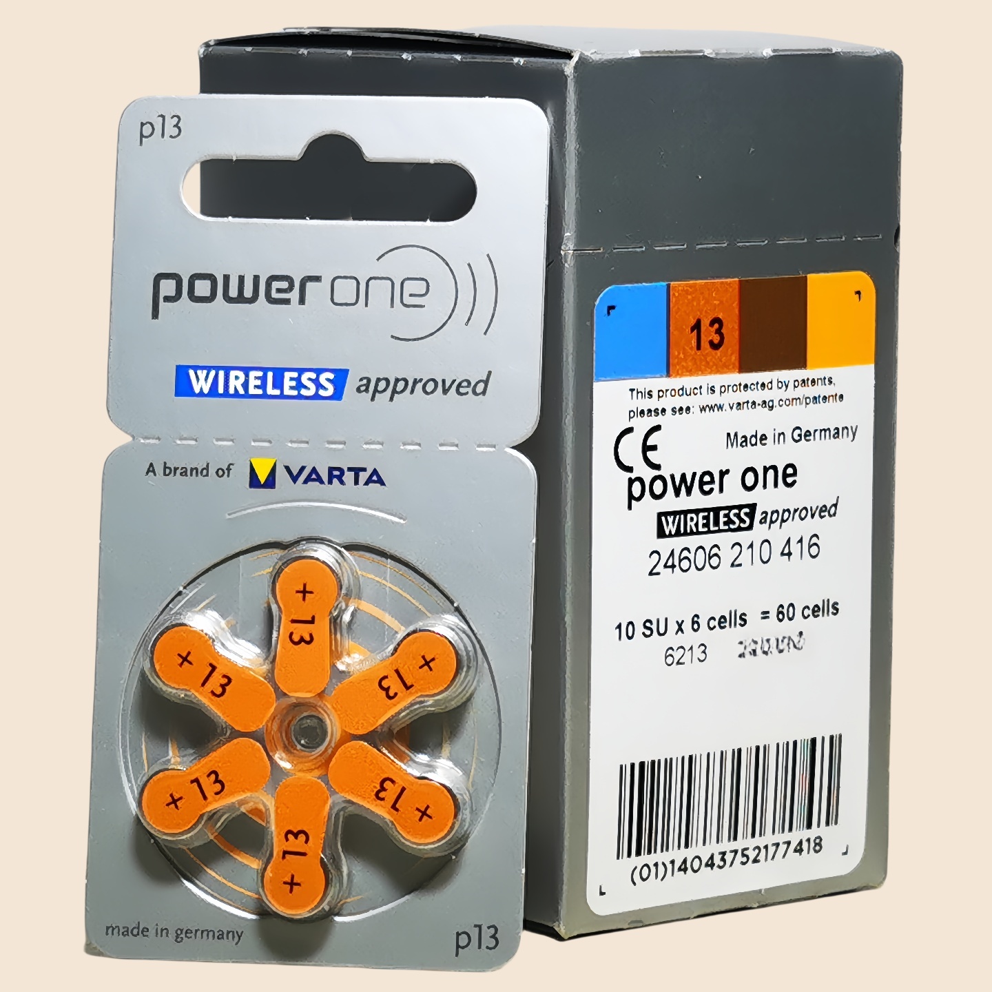 powerone德国进口p13助听器电池A13峰力瑞声达奥迪康PR48耳机电子