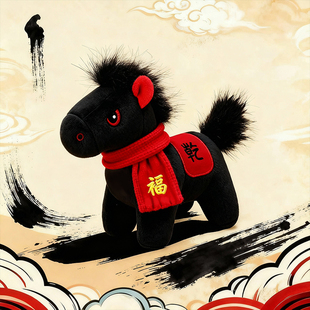 马年吉祥物公仔可爱小马挂件毛绒玩具生肖马钥匙扣马年玩偶礼品