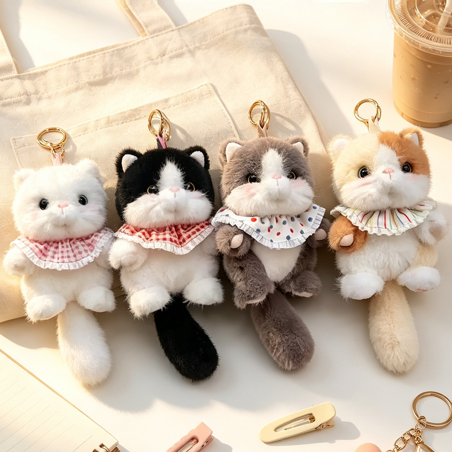 软萌可爱宠物猫毛绒玩偶公仔卡通小猫咪钥匙扣创意娃娃书包包挂件
