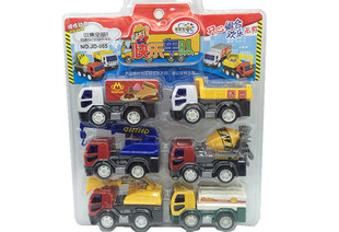 儿童玩具 DJ065男孩益智 精灵狗快乐车队惯性工程车组合套装 六只装