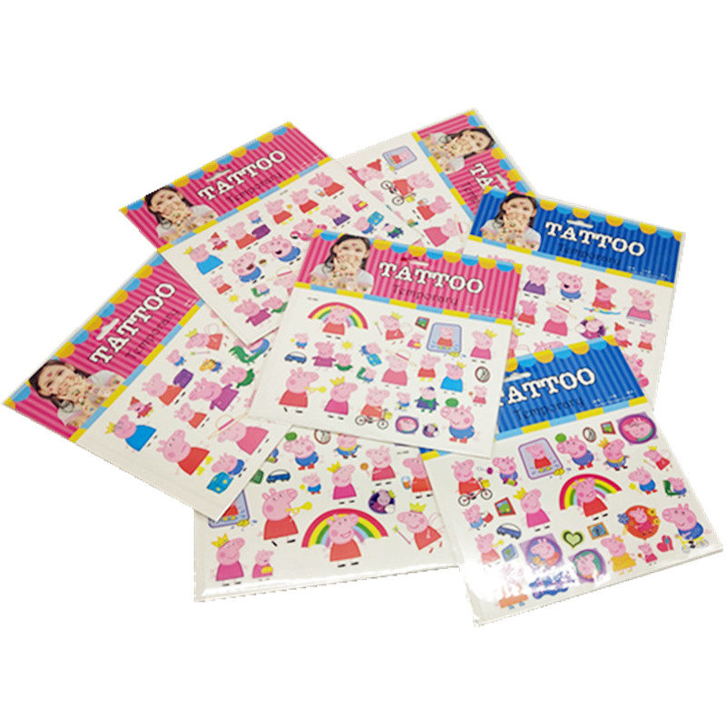 小猪花臂防水男女儿童卡通纹身贴 小猪纹身身上纹掌声送给社会人