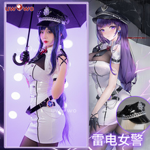 预售Uwowo悠窝窝原神cosplay服装女 雷电将军同人女警cosplay服装