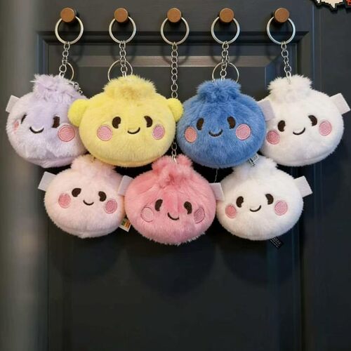 Cute Plush Cat Bun Keychain Pendant Girl Backpack Decoration