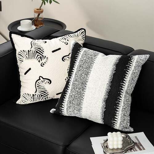 Luxury Zebra Pillow Cover Black White Cute Sofa Cushion