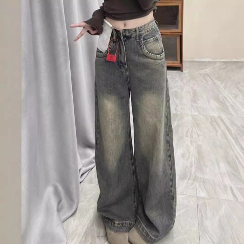 Vintage Wide Leg Jeans Women High Waist Loose Straight Denim