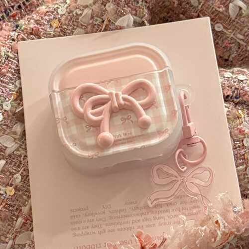 Pink Bow Case for Apple AirPods Pro 3 4 5 Cute Pendant