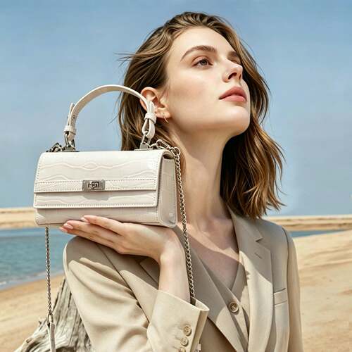 Original Korean Crocodile Leather Baguette Bag Women Trendy