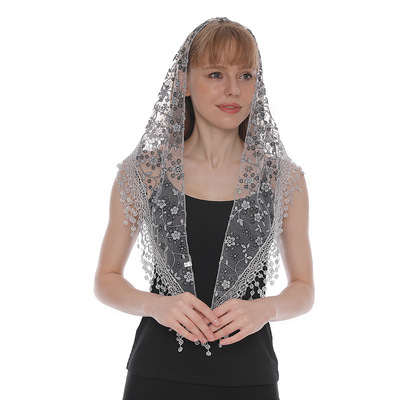 Lace Floral Triangle Head Scarf Veil