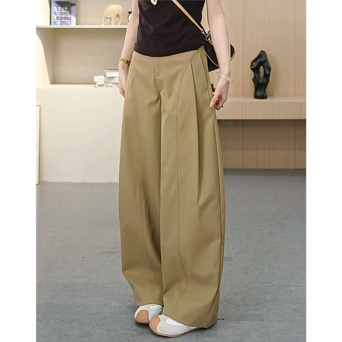 Fleece Curved Pants Women High Waist Pleated Autumn Winter