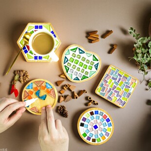 DIY Mosaic Coaster Kit Kids Craft Material Holiday Decor
