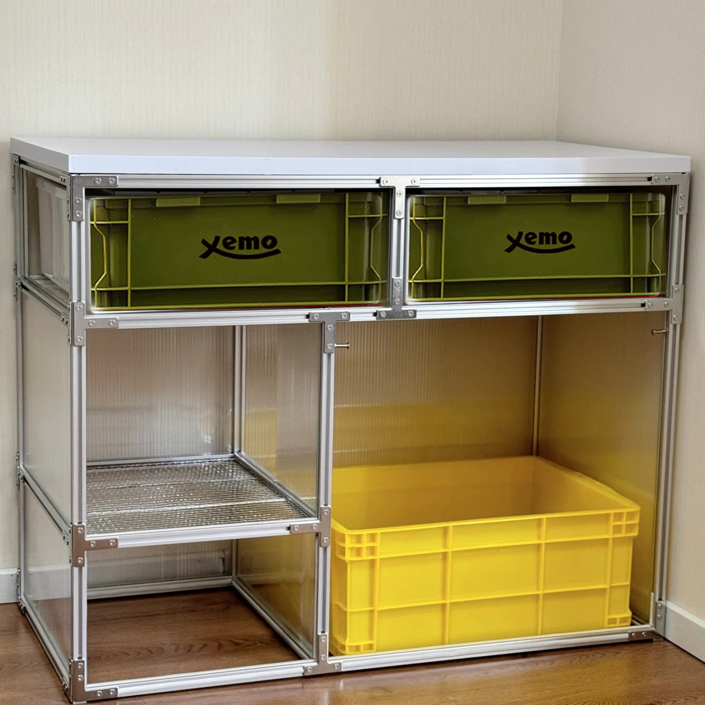 工厂直营 铝型材猫砂盆柜子置物架猫厕所 超大储物空间猫砂柜宠物