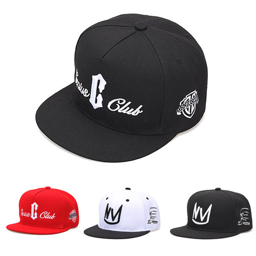 Hip Hop Embroidered Flat Brim Cap Unisex Adjustable Street