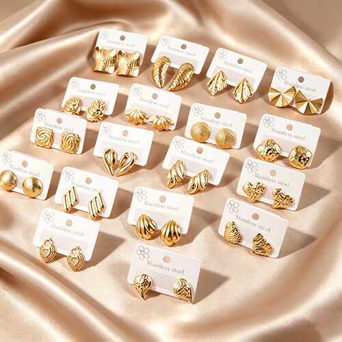Stainless Steel Huggie Earrings Waterproof Gold Plated