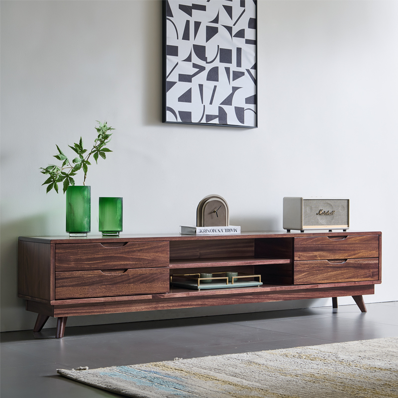 黑胡桃木全实木电视柜1.8和2米