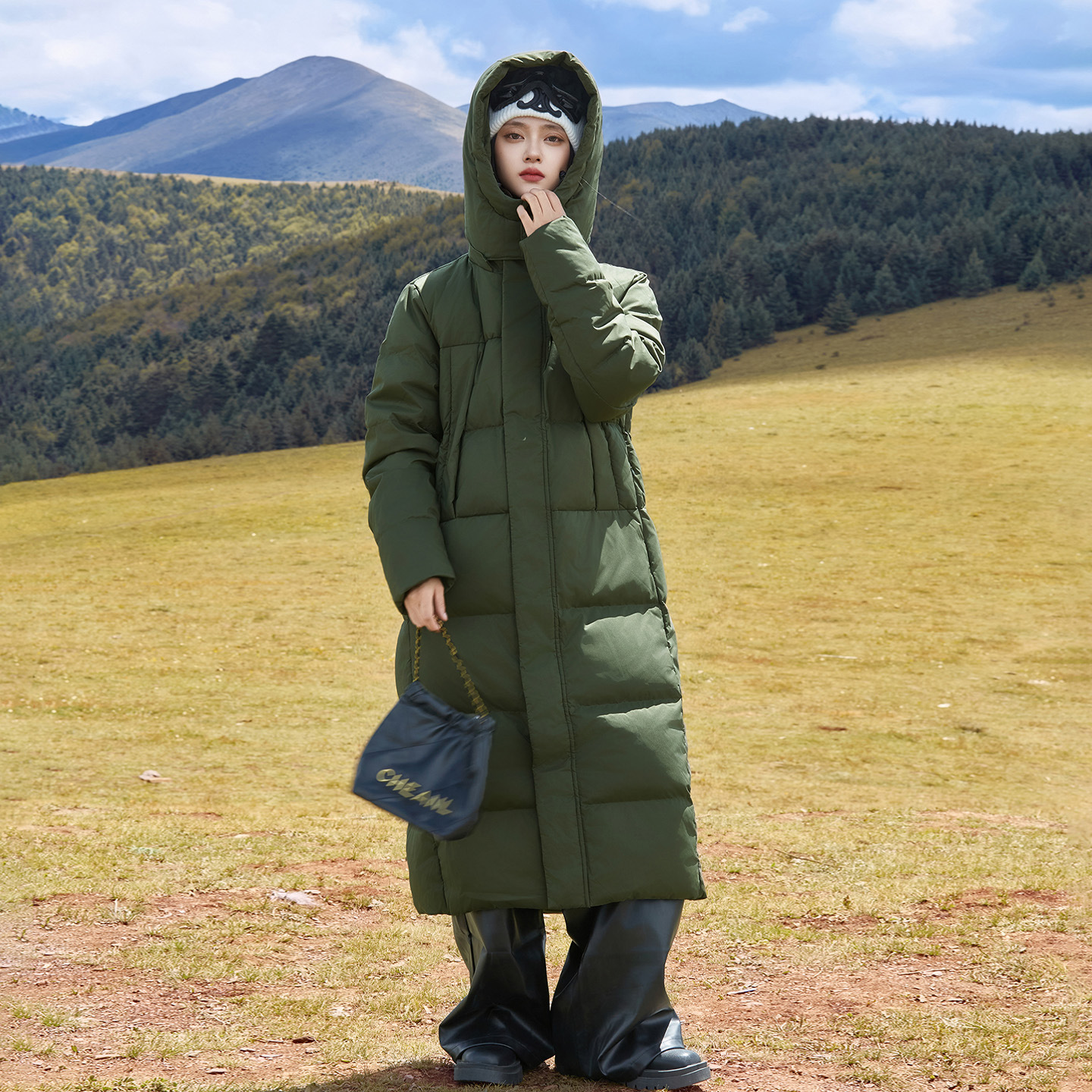 河南台前羽绒海丽汉森同款羽绒服男女中长款情侣跨境户外工装连帽