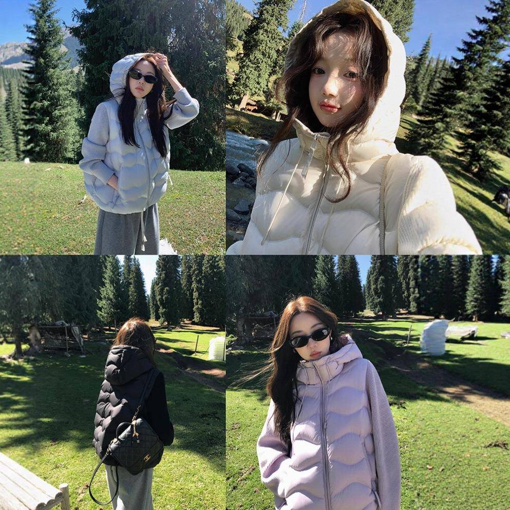 河南台前羽绒张贝贝同款羽绒服女短款秋冬90白鸭绒减龄保暖针织户