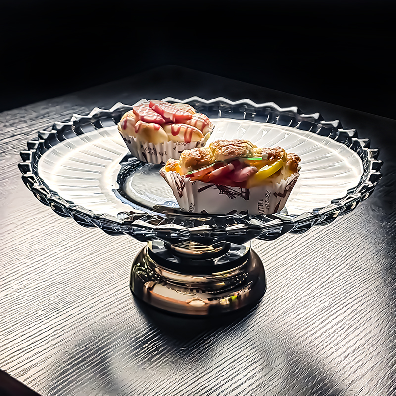 2025新款水晶玻璃果盘高脚水果盘