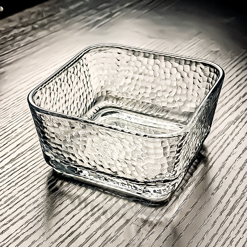 水晶玻璃碗糖果罐小水果盘方形带盖碟容器收纳盒接待糕点方型器皿