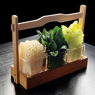 玻璃碗蔬菜盘凉菜火锅店分格餐具配菜桶拼盘盘子商用创意菌菇摆盘