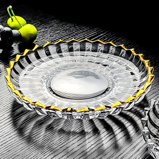 水晶玻璃碟精致小果盘高级感水果盘美容院蝶子甜品金边高颜值高端