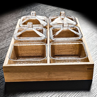 水晶玻璃碟带盖小吃盒水果盘零食碗干果收纳小果盘精致轻奢高级感
