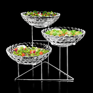 酒店早餐器皿凉菜盆水果沙拉架蔬菜专用商用自助餐台展示盘玻璃碗