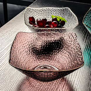 水晶玻璃沙拉碗水果盘沙拉方形盘子欧式 方盘小果盘高端精致高颜值