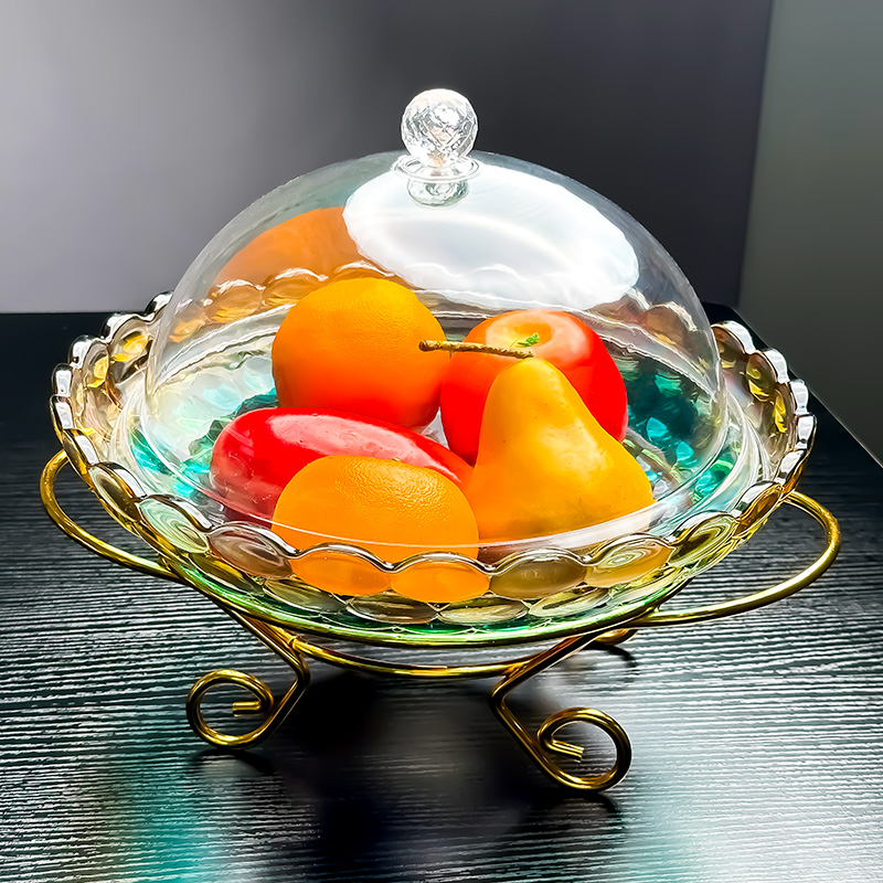 水晶玻璃轻奢果盘有盖欧式