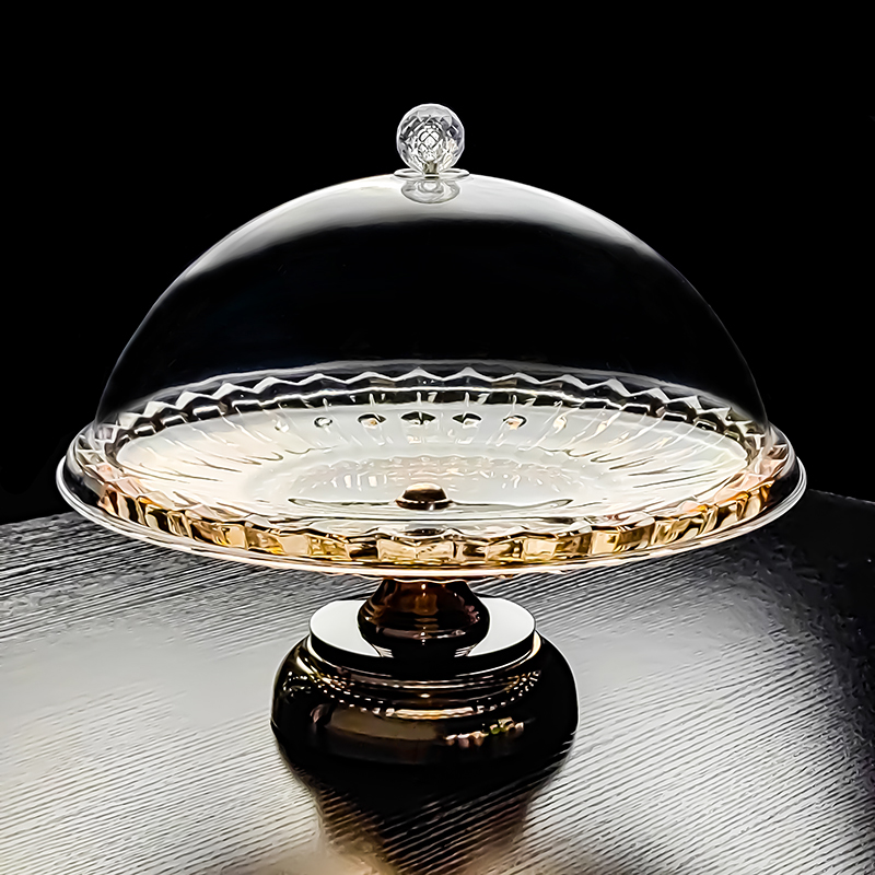 水晶玻璃自助餐水果展示盘高脚