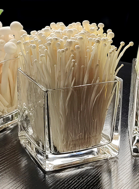 玻璃碗餐具火锅店方形金针菇拼盘盘子装生菜桶青菜配菜分格蔬菜盘