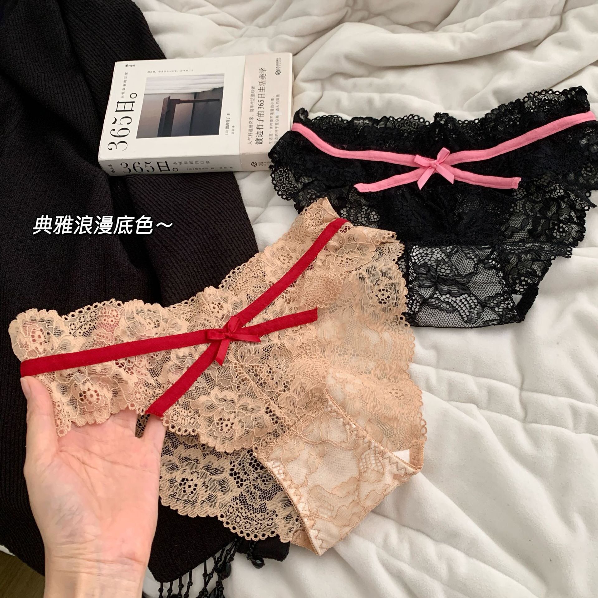 复古法式蕾丝内裤女士2026新款性感纯欲风低腰透气纯棉裆三角短裤