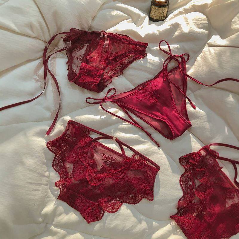 法式镂空绑带本命年系带女士蕾丝红色内裤女2025新款纯欲薄款性感