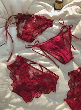 法式镂空绑带本命年系带女士蕾丝红色内裤女2025新款纯欲薄款性感