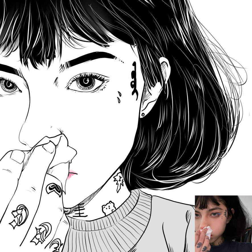 照片转手绘黑白肖像画像设计动漫人物定制jpg漫画头像简笔画