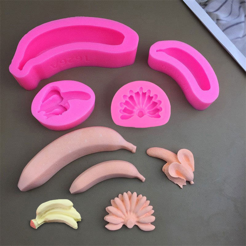 一把香蕉3D立体香蕉慕斯蛋糕凉粉果冻布丁用硅胶模具烘焙装饰磨具