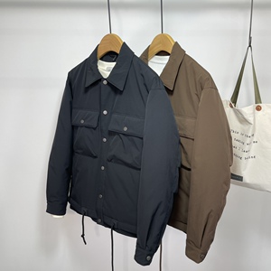 单目2024冬季新款休闲翻领羽绒服男90白鸭绒日系立体口袋保暖外套