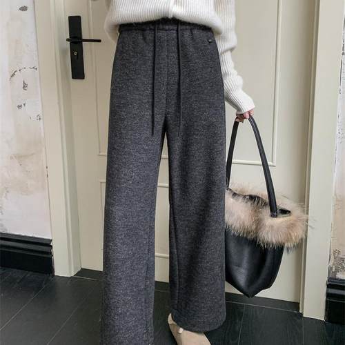 2024冬直筒羊绒裤阔腿休闲裤九分