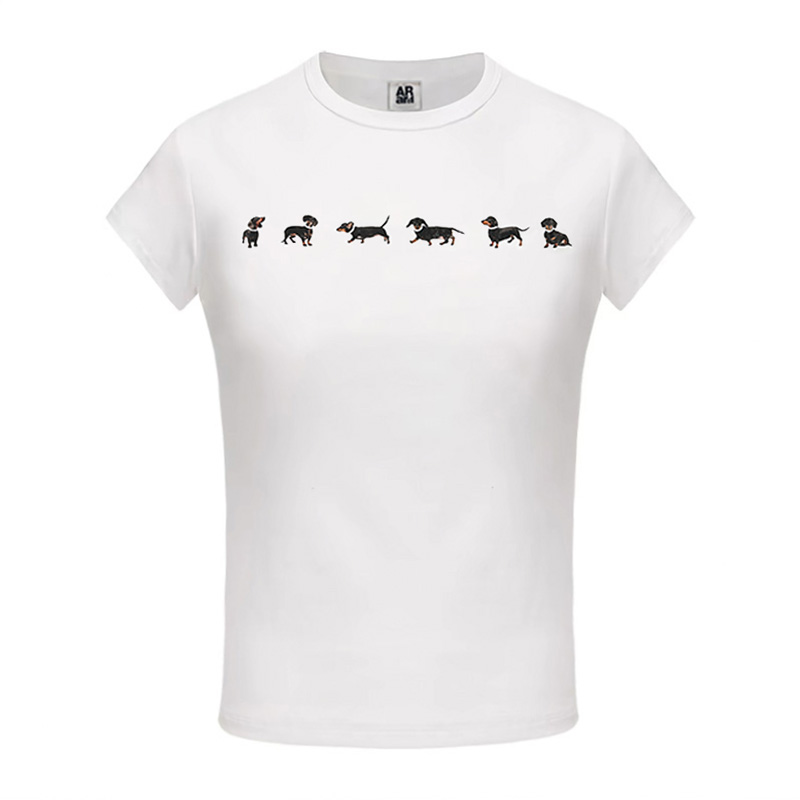 ARAR01“汪汪小队”正肩短袖女修身百搭印花T恤衣服美式休闲夏季