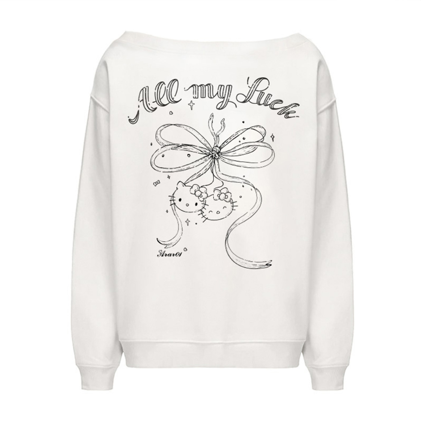 ARAR01 原创“蝴蝶结”漏肩斜开肩卫衣美式潮牌宽松秋冬情侣