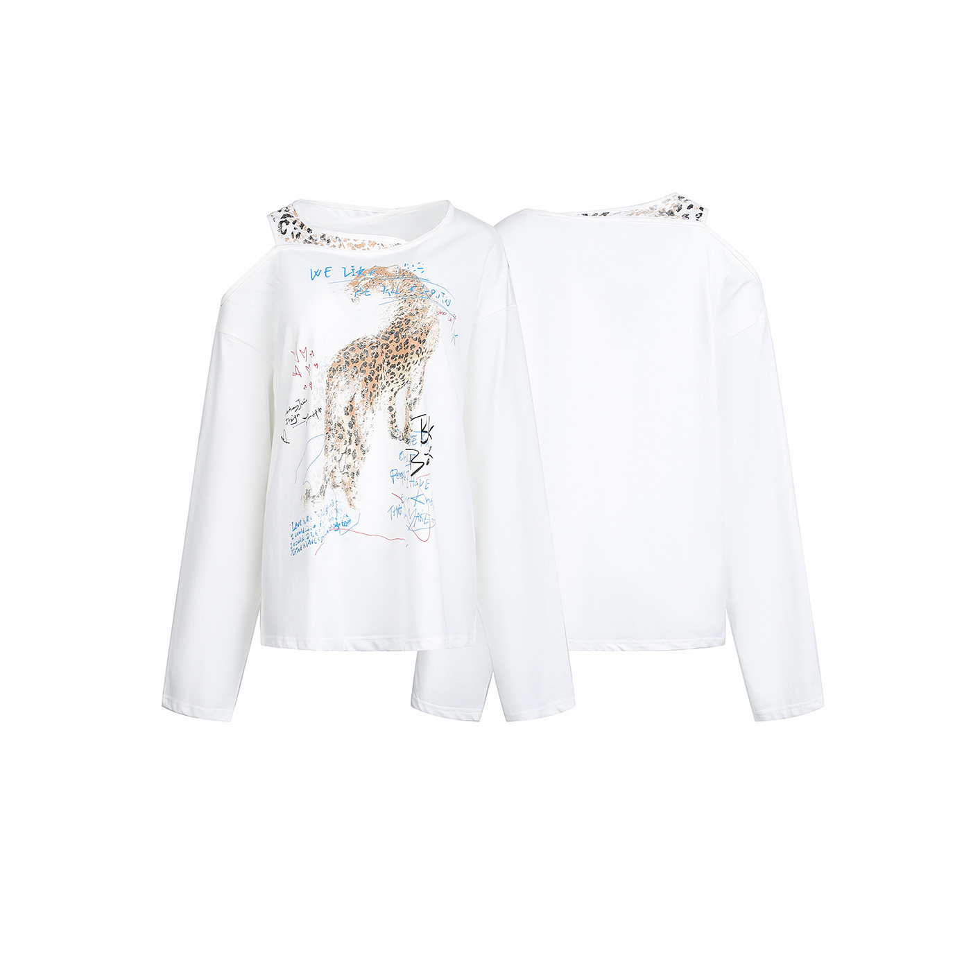 ARAR01 原创“彩色花豹”露肩长袖潮牌T恤女宽松衣春夏,男装,T恤,淘宝优惠券,粉丝福利购,淘宝优惠卷