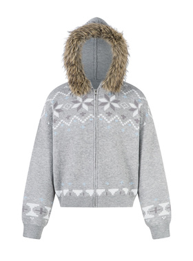 ARAR01 可拆卸毛领费尔岛毛衣外套男女秋季加厚情侣撞色针织衫