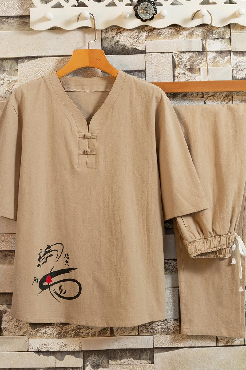 短袖男唐装套装养生馆理疗按摩师工作服足浴男技师服装夏T102P48,男装民族服装,星座1010A-2