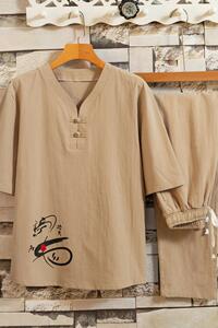 短袖男唐装套装养生馆理疗按摩师工作服足浴男技师服装夏T102P48图片
